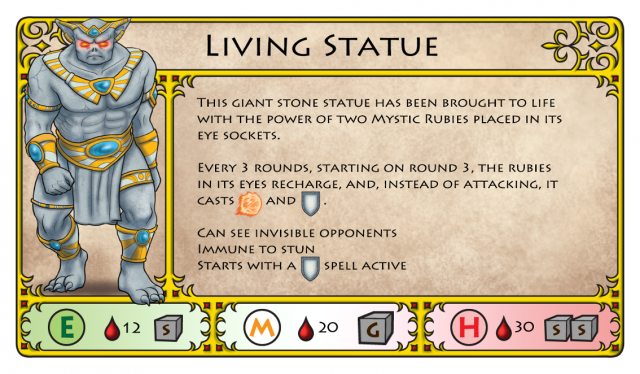 Heroes & Treasure Living Statue card